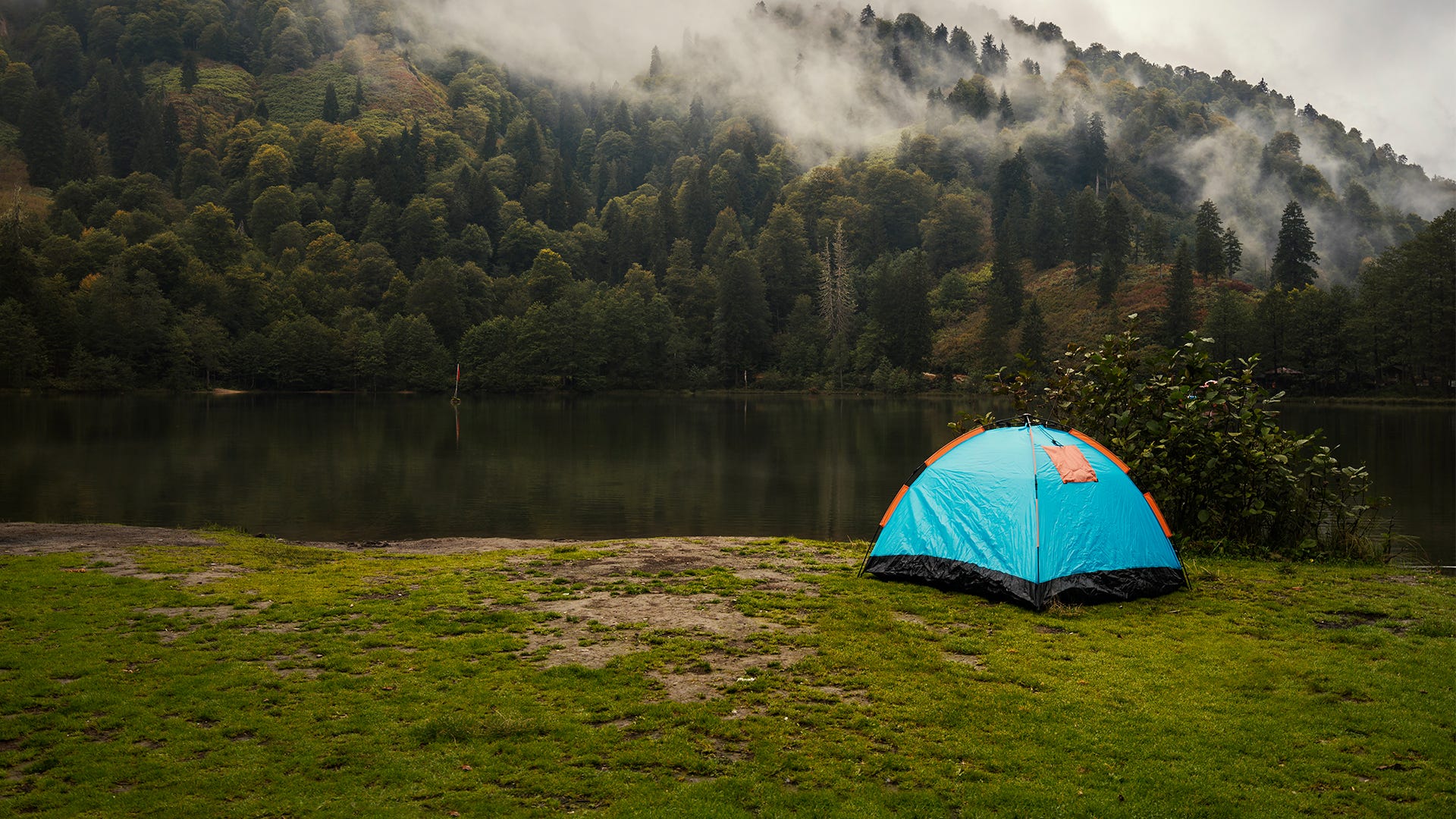 setting up campsite