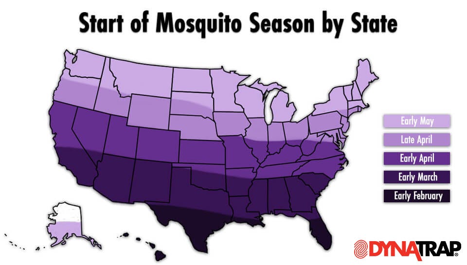 Map of Mosquito Season by State Map of Mosquito Season by State